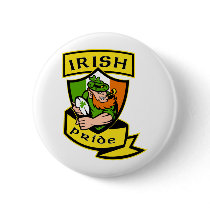 Irish leprechaun rugby player celtic flag Ireland Pinback Button