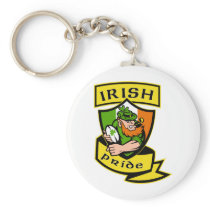 Irish leprechaun rugby player celtic flag Ireland Key Chain