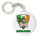 Irish leprechaun rugby player shield Ireland flag keychains