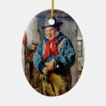 Irish Man Puts Whiskey Into Flask Hanging Decor Christmas Ornament