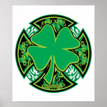 Irish Shamrock Cross Posters