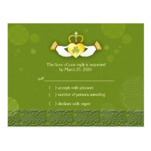 Irish St. Patrick's Day Wedding RSVP (4.25x5.6) Postcard