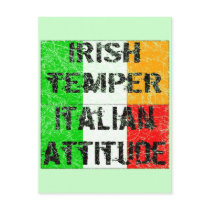 Irish Temper Italian Attitude T-shirts and Gifts Postcard