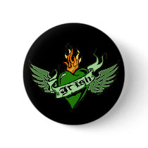 Irish Winged Heart Button