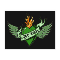 Irish Winged Heart Postcard