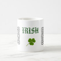 Irish with Clover and Celtic Knot circle design mugs