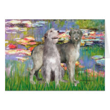 Irish Wolfhound Pair - Lilies 2 - Customized Card