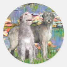 Irish Wolfhound Pair - Lilies 2 Stickers