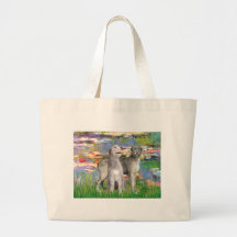 Irish Wolfhound Pair - Lilies 2 Tote Bags