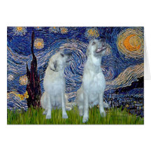 Irish Wolfhound Pair - Starry Night Card