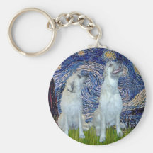 Irish Wolfhound Pair - Starry Night Keychain