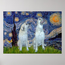 Irish Wolfhound Pair - Starry Night Poster