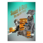 Irish Wolfhound Shares A Beer With Friends Cards