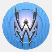 Iron Aquarius Symbol, blue Round Stickers