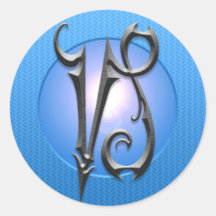 Iron Capricorn Symbol, blue Round Stickers