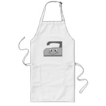Iron Cartoon. Grey and Black on White. Apron