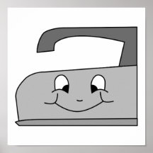 Iron Cartoon. Grey and Black on White. Posters