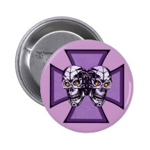 IRON CROSS AND SKULLS BUTTON