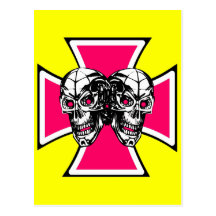 IRON CROSS AND SKULLS POSTCARD