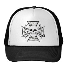 Iron Cross with Skulls and Cross Bones Mesh Hats
