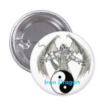 Iron Dragon with text Pinback Buttons