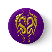 Iron Dragons, yellow and purple Pinback Buttons
