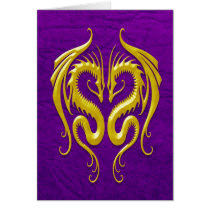 Iron Dragons, yellow and purple Greeting Card