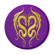 Iron Dragons, yellow and purple Fridge Magnets