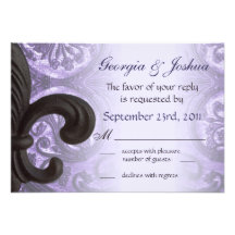 "iron fleur de lis" lilas épousant RSVP Cartons D'invitation