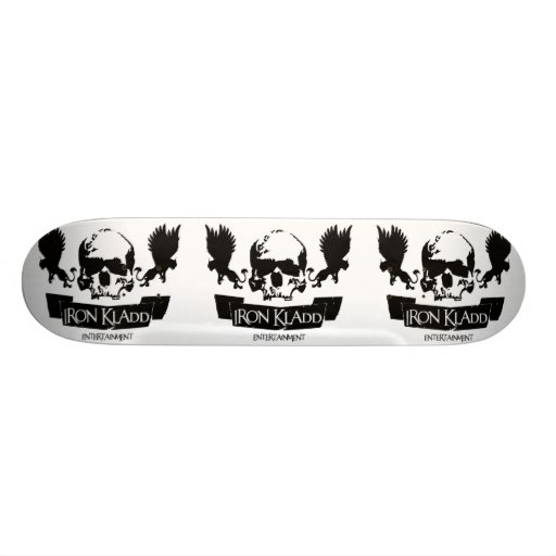 Iron Kladd Skull Logo Custom Skateboard (wht)