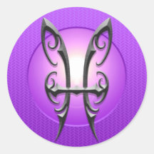 Iron Pisces Symbol, purple Round Sticker