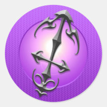 Iron Sagittarius Symbol, purple Sticker