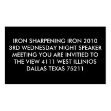 IRON SHARPENING IRON 2010 3RD WEDNESDAY NIGHT S... BUSINESS CARDS