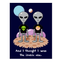 Ironic Alien Postcard