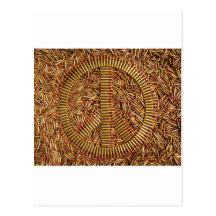 Irony, peace sign, bullets, ammunition post cards