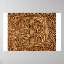 Irony, peace sign, bullets, ammunition posters