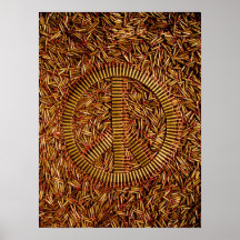 Irony, peace sign, bullets, ammunition print