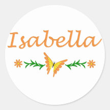 Isabella (Orange Butterfly) Round Stickers