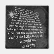Isaiah 9:6-7 Unto Us a Child is Born - Jesus Refrigerator Magnet