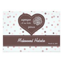 Islam Aqiqah Baby announcement polka dots boy