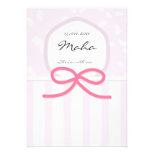 Islamic baby Aqiqah birth invitation bed pink