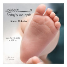 Islamic baby foot feet aqiqah birth invitation