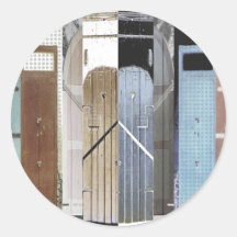 Island Doors Round Stickers