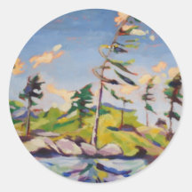 Island Landscape Painting Sticker