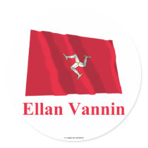 Isle of Man Waving Flag with Name in Manx