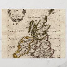 Isles Britanniques - 1700 Nicolas Fils Sanson Map Flyer Design
