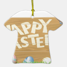 Isolated Happy Easter Bunny Christmas Ornament