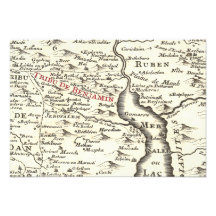 Israel Antique Map Benjamin Bar Mitzvah Thank You Announcement