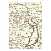 Israel Antique Map Benjamin Bar Mitzvah Thank You Custom Invites