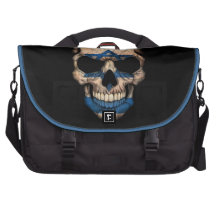 Israeli Flag Skull on Black Laptop Messenger Bag